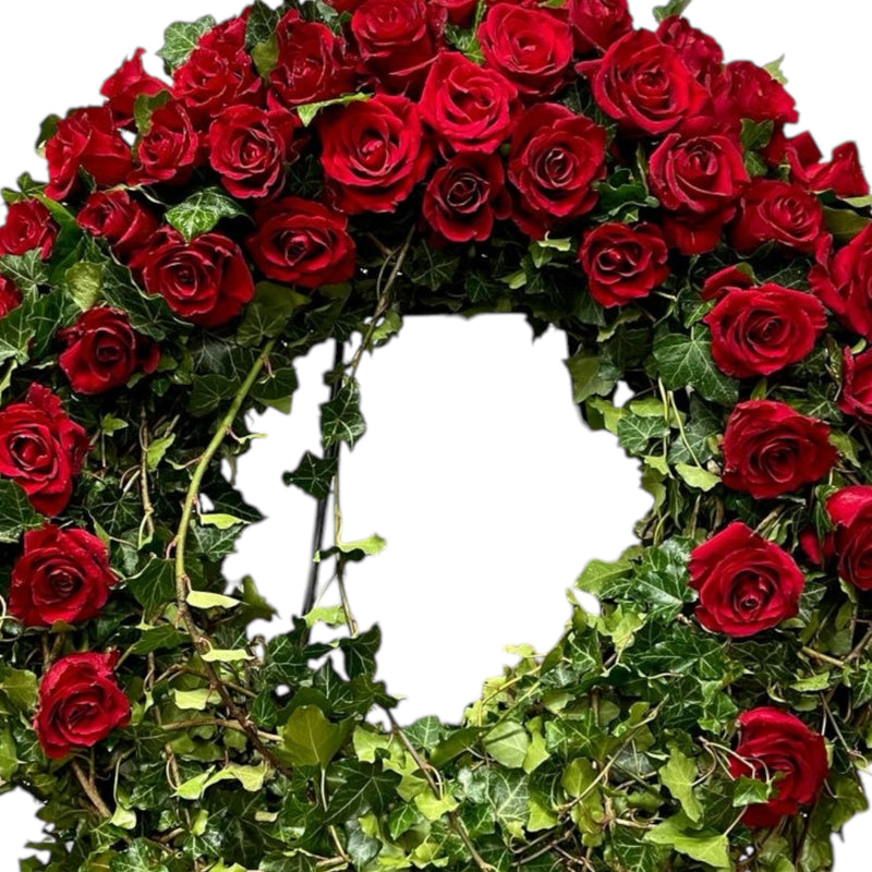 Corona lutto rose rosse