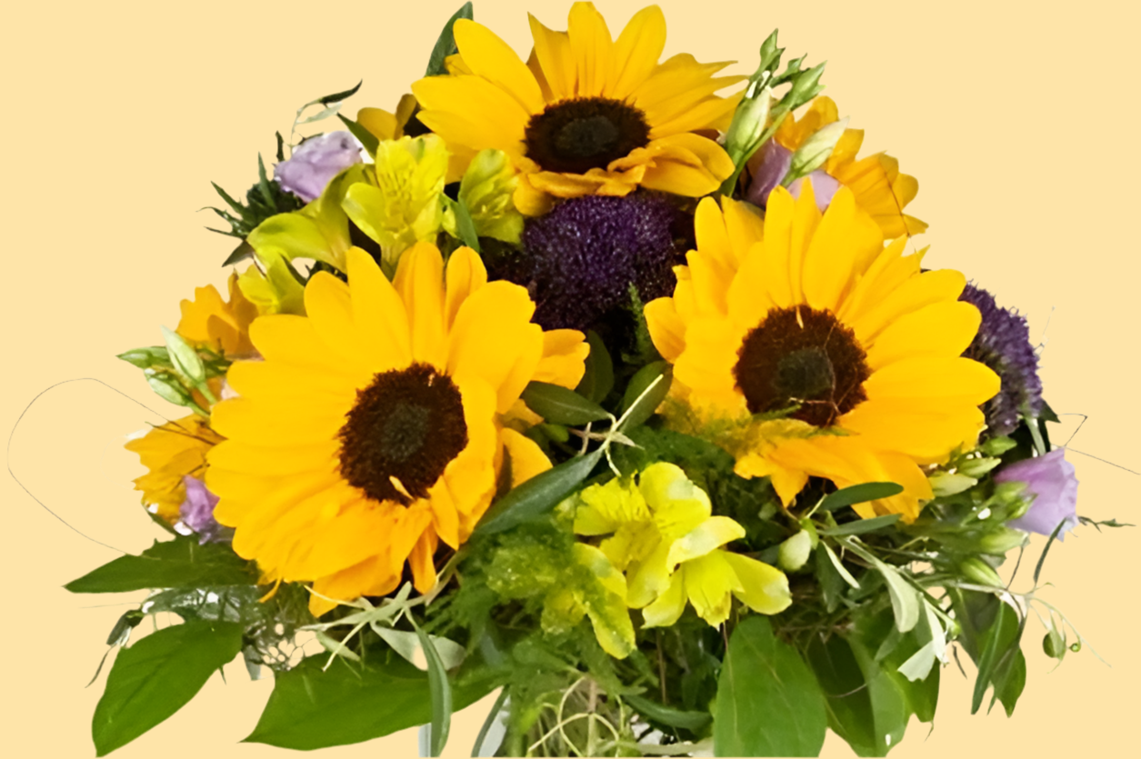 Bouquet di girasoli e fiori estivi