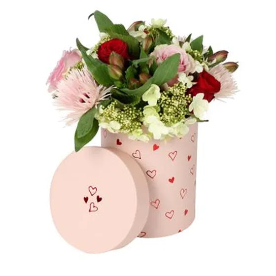 Scatola con bouquet misto San Valentino