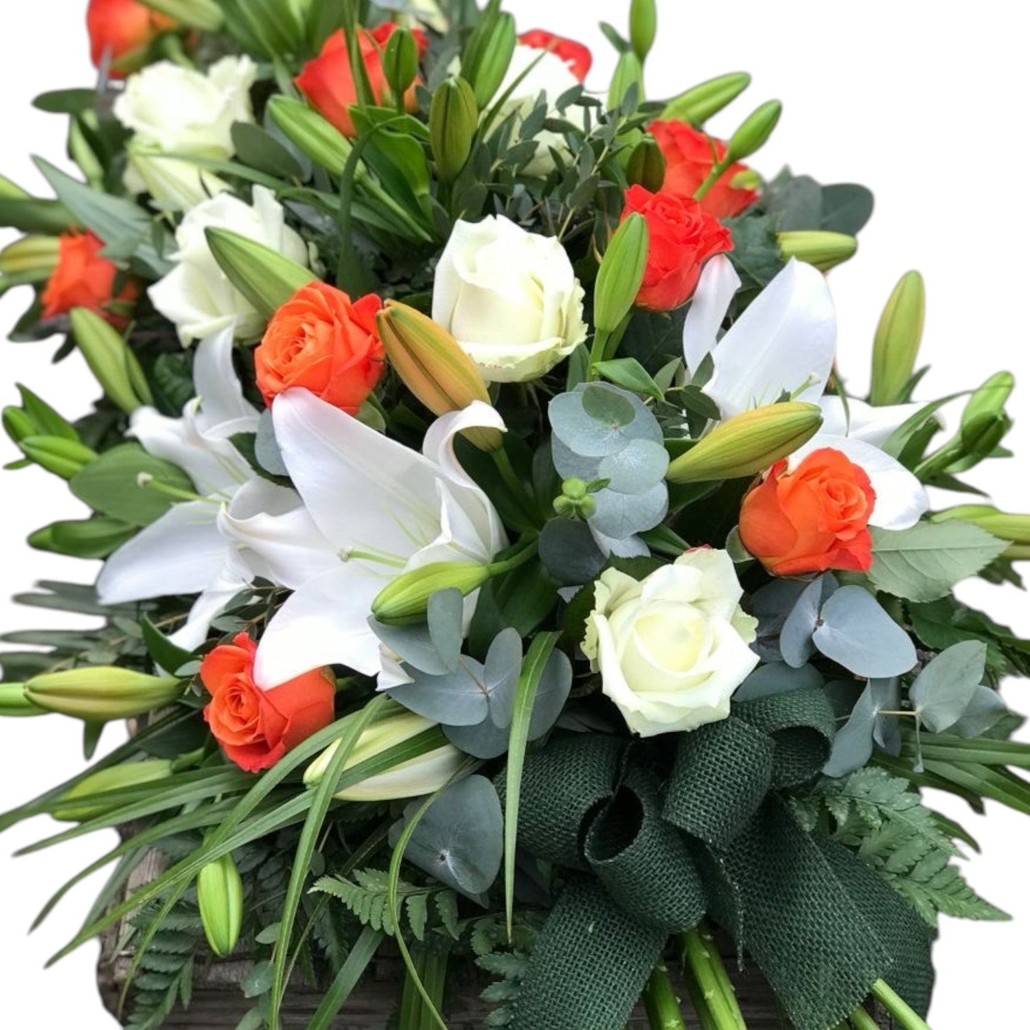 Mazzo fiori lutto bianco e colorato