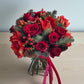 Bouquet Natale con nastrini rossi