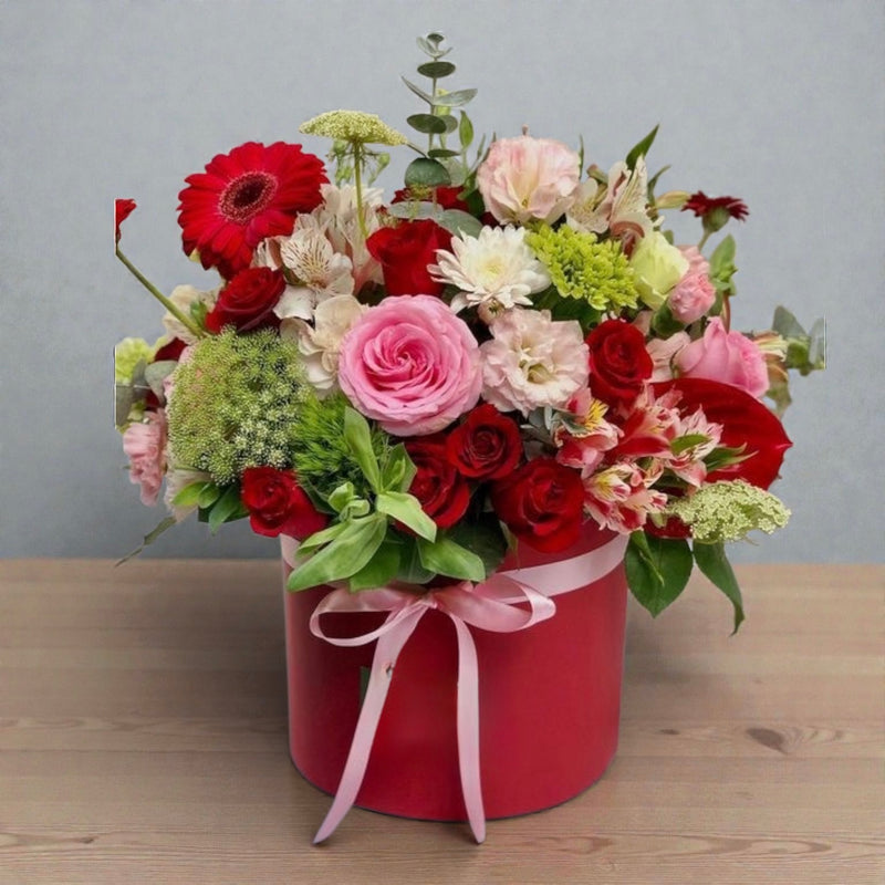 Scatola San Valentino con bouquet