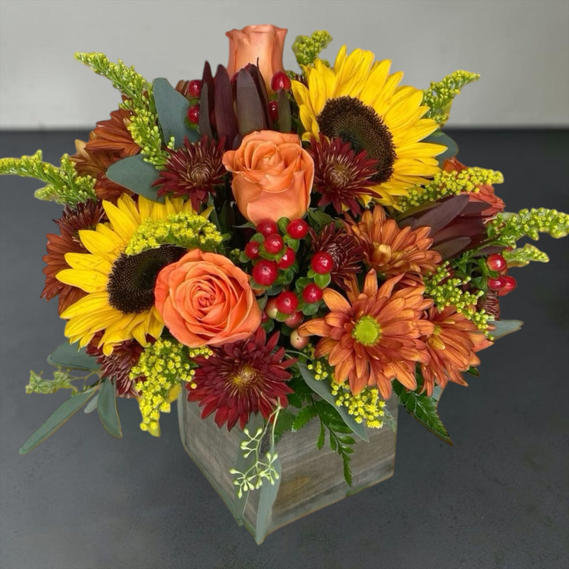 Bouquet fiori autunno con vaso