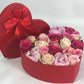 Scatola cuore con mix di rose inglesi e normali