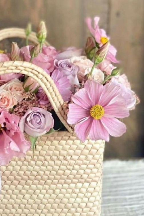 Borsa in juta con fiori mix di Primavera