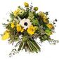 Bouquet di ranuncoli, tulipani, anemoni, viburno, e verde decorativo