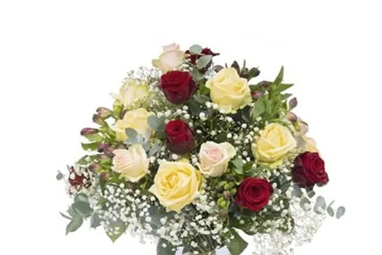 Bouquet di Rose mix, alstroemeria, gypsophila ed eucalipto