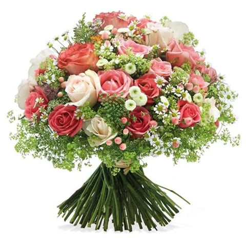 Bouque di rose e fiori di campo