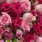 Bouquet di rose e roselline rosa e pink
